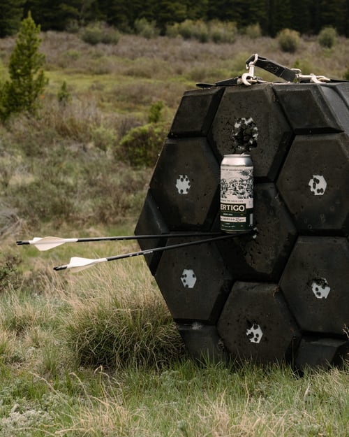 Can resting on two arrows in a target